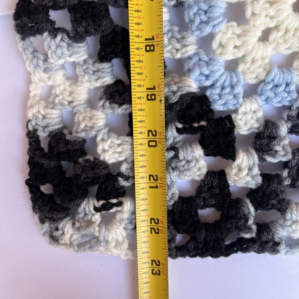 VTG Handmade Granny Square Crochet Table Topper 24